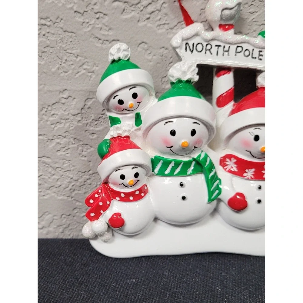PolarX Personalizable North Pole Snowman Family of 7 Christmas Tree Ornament